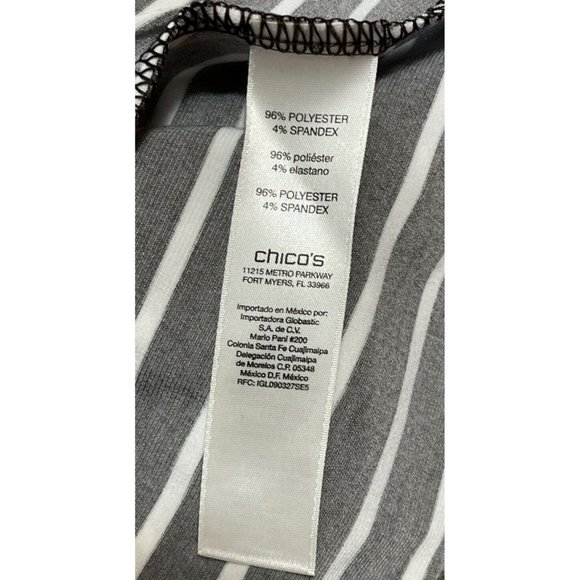 Chico's  Brown White Striped Open Front Cardigan Jacket Size 2 Large - Picture 6 of 6